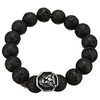 Unisex Bracelet Lava with Stainless Steel stainless steel magnetic clasp Animal natural blacken 12mm Sold Per Approx 9 Inch Strand