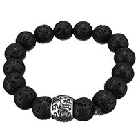 Unisex Bracelet Lava with Stainless Steel stainless steel magnetic clasp natural blacken 12mm Sold Per Approx 9 Inch Strand