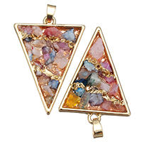 Natural Agate Druzy Pendant Brass with Ice Quartz Agate Triangle gold color plated druzy style nickel lead & cadmium free Approx Sold By PC