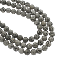 Karte-Stein Perle, rund, verschiedene Größen vorhanden, Bohrung:ca. 1mm, verkauft per ca. 14.5 ZollInch Strang