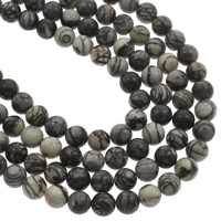 schwarze Seide Stein Perle, rund, verschiedene Größen vorhanden, Bohrung:ca. 1mm, verkauft per ca. 14.5 ZollInch Strang