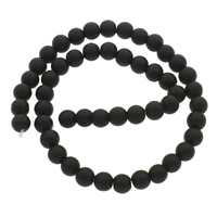 Perles en verre de mode, Rond, normes différentes pour le choix & givré, noire, Trou:Environ 1mm, Longueur:Environ 14.5 pouce, 10Strandstoron/sac, Vendu par sac