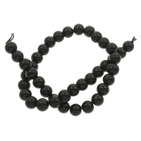 Perles en verre de mode, Rond, normes différentes pour le choix & lisse, noire, Trou:Environ 1mm, Longueur:Environ 14.5 pouce, 10Strandstoron/sac, Vendu par sac