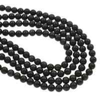 Schwarze Obsidian Perlen, Schwarzer Obsidian, rund, 8mm, Bohrung:ca. 1mm, ca. 48PCs/Strang, verkauft per ca. 14.5 ZollInch Strang