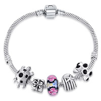 European Bracelet Zinc Alloy with Lampwork plated & for woman & with rhinestone lead & cadmium free 170-210mm Sold By Strand