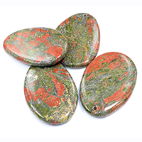 Unakite Pendant Flat Oval natural 37-38x55-56x6-7mm Approx 2mm Sold By Lot