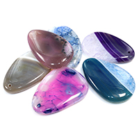 Ice Quartz Agate Pendant, natural & mixed, 34-41x54-55x9mm, Hole:Approx 2mm, 10PCs/Lot, Sold By Lot