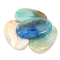 Lace Agate Pendants, Flat Oval, natural, mixed colors, 34x54x7mm, Hole:Approx 2mm, 10PCs/Lot, Sold By Lot