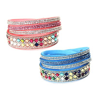 Velveteen, Tibetan Style snap clasp, plated, for woman & faceted & with rhinestone & 2-strand, more colors for choice, 20mm, Sold Per Approx 15.5 Inch Strand
