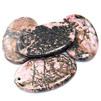 Rhodonite Riipus, Flat Oval, luonnollinen, 34x55x7mm, 10PC/erä, Myymät erä