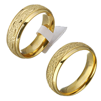 Палец кольцо из нержавеющей стали, нержавеющая сталь, плакирован золотом, цветочный отрез & разный размер для выбора & разные стили для выбора & Женский & креповый, 6mm, продается PC