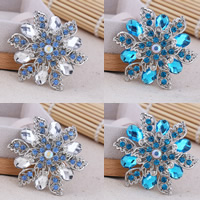 Crystal Brooch, Tibetan Style, with Crystal, Flower, platinum color plated, for woman & faceted & with rhinestone, more colors for choice, lead & cadmium free, 50x50mm, 3PCs/Bag, Sold By Bag