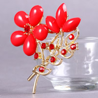 Resin Brooch, Tibetan Style, with Resin, Flower, plated, for woman & with rhinestone, more colors for choice, lead & cadmium free, 40x50mm, 3PCs/Bag, Sold By Bag