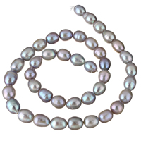 Riso coltivato in perla d'acqua dolce, perla d'acquadolce coltivata naturalmente, blu, 8-9mm, Foro:Appross. 0.8mm, Venduto per Appross. 15.7 pollice filo