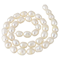 Riso coltivato in perla d'acqua dolce, perla d'acquadolce coltivata naturalmente, naturale, bianco, 9-10mm, Foro:Appross. 0.8mm, Venduto per Appross. 14.7 pollice filo