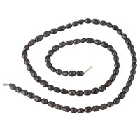 Perlas Arroz Freshwater, Perlas cultivadas de agua dulce, Negro, 2-3mm, agujero:aproximado 0.8mm, Vendido para aproximado 14.2 Inch Sarta