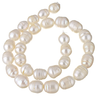 Perles d'eau douce de culture de riz, perle d'eau douce cultivée, naturel, blanc, 10-11mm, Trou:Environ 0.8mm, Vendu par Environ 15 pouce brin