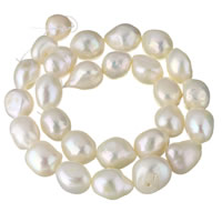 Barock kultivierten Süßwassersee Perlen, Natürliche kultivierte Süßwasserperlen, natürlich, weiß, 11-12mm, Bohrung:ca. 0.8mm, verkauft per ca. 15.5 ZollInch Strang