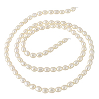 Cultured Rice Freshwater Pearl Beads, natural, white, 3-4mm, Hole:Approx 0.8mm, Sold Per Approx 14.5 Inch Strand