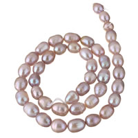 Riso coltivato in perla d'acqua dolce, perla d'acquadolce coltivata naturalmente, naturale, viola, 7-8mm, Foro:Appross. 0.8mm, Venduto per Appross. 15.5 pollice filo