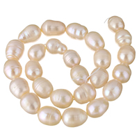 Riso coltivato in perla d'acqua dolce, perla d'acquadolce coltivata naturalmente, naturale, rosa, 12-13mm, Foro:Appross. 0.8mm, Venduto per Appross. 14.2 pollice filo