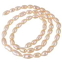 Perlas Arroz Freshwater, Perlas cultivadas de agua dulce, natural, Rosado, 4-5mm, agujero:aproximado 0.8mm, Vendido para aproximado 14.5 Inch Sarta