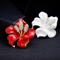 Rhinestone Brooch, Tibetan Style, Flower, plated, for woman & enamel & with rhinestone, more colors for choice, lead & cadmium free, 46x45mm, 3PCs/Bag, Sold By Bag