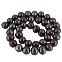 Perlas Patata Freshwater, Perlas cultivadas de agua dulce, Negro, 10-11mm, agujero:aproximado 0.8mm, Vendido para aproximado 15.1 Inch Sarta