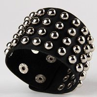 Unisex Bracelet PU Leather with Zinc Alloy platinum color plated Length Approx 8.5 Inch Sold By Bag