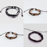 Unisex Bracelet, cuir PU, unisexe, plus de couleurs à choisir, 170-240mm, Longueur Environ 9 pouce, 12Strandstoron/sac, Vendu par sac