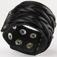 Unisex Bracelet PU Leather with Zinc Alloy platinum color plated Length Approx 9 Inch Sold By Bag