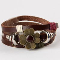 Unisex Bracelet PU Leather with Copper Coated Plastic & Zinc Alloy plated 170-240mm Sold Per Approx 9 Inch Strand