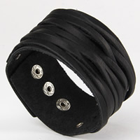 Unisex Bracelet, cuir PU, avec alliage de zinc, Placage de couleur platine, unisexe, plus de couleurs à choisir, 245x40mm, Longueur:Environ 9.5 pouce, 3Strandstoron/sac, Vendu par sac