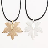 Unisex Necklace Zinc Alloy with Waxed Linen Cord Maple Leaf plated lead & cadmium free Length Approx 15.5 Inch Sold By Bag
