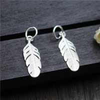 925 Sterling Silver Pendant, Feather, 6.40x19.40mm, Hole:Approx 2mm, 20PCs/Lot, Sold By Lot