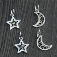 925 Sterling Silver Pendant, Thailand Sterling Silver, Moon and Star, different styles for choice, Hole:Approx 2mm, 20PCs/Lot, Sold By Lot