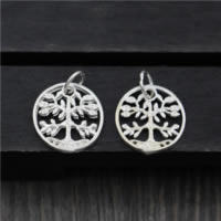 Tree Of Life Pendants, 925 Sterling Silver, hollow, 13x13.60mm, Hole:Approx 2mm, 10PCs/Lot, Sold By Lot
