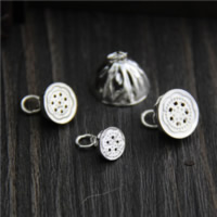 925 Sterling Silver Pendant, Lotus Seedpod, different size for choice, Hole:Approx 2mm, Sold By Lot