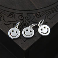 925 Sterling Silver Pendant, Smiling Face, 10mm, Hole:Approx 2mm, 10PCs/Lot, Sold By Lot