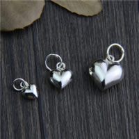 925 Sterling Silver Pendant, Heart, different size for choice, Hole:Approx 2-3mm, Sold By Lot