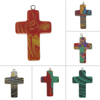 Gemstone Pendants Jewelry, with Tibetan Style, Cross, more colors for choice, Hole:Approx 2mm, Approx 10PCs/Bag, Sold By Bag