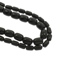 Schwarzer Obsidian Perle, Bohrung:ca. 1mm, verkauft per ca. 15.5 ZollInch Strang