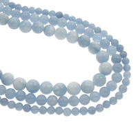 Aquamarine Beads, Round, natural, March Birthstone & different size for choice, Hole:Approx 1mm, Sold Per Approx 15.5 Inch Strand
