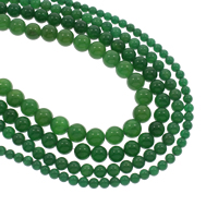 Φυσικά Χάντρες Πράσινη Agate, Γύρος, διαφορετικό μέγεθος για την επιλογή, Τρύπα:Περίπου 1mm, Sold Per Περίπου 15.5 inch Strand
