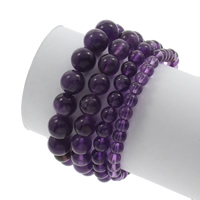 Unisex Bracelet, Amethyst, Round, different size for choice, Sold Per Approx 7 Inch Strand