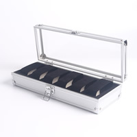 Watch Jewelry Box Aluminum with Velveteen & Iron & Acrylic Rectangle platinum color plated nickel lead & cadmium free Sold By PC