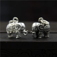925 Sterling Silber Anhänger, Elephant, verschiedenen Materialien für die Wahl & hohl, 15x14mm, Bohrung:ca. 2mm, 5PCs/Menge, verkauft von Menge