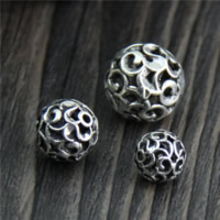 Ταϊλάνδη Sterling Silver Beads, Γύρος, διαφορετικό μέγεθος για την επιλογή & κοίλος, Sold Με Παρτίδα