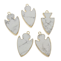 Natural White Turquoise Pendant with Zinc Alloy arrowhead gold color plated Approx 2mm Sold By PC