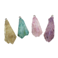 Quartz Gemstone Pendants, with Tibetan Style, platinum color plated, druzy style, more colors for choice, 10x40x10mm-25x15x15mm, Hole:Approx 2mm, Sold By PC
